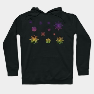 Bright Rainbow Faux Glitter Snowflakes Hoodie